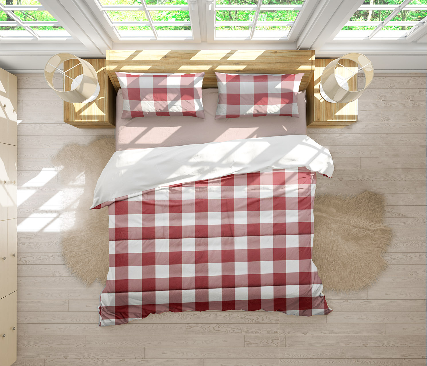 Edredom Country Xadrez Vermelho - Roupas de cama personalizada
